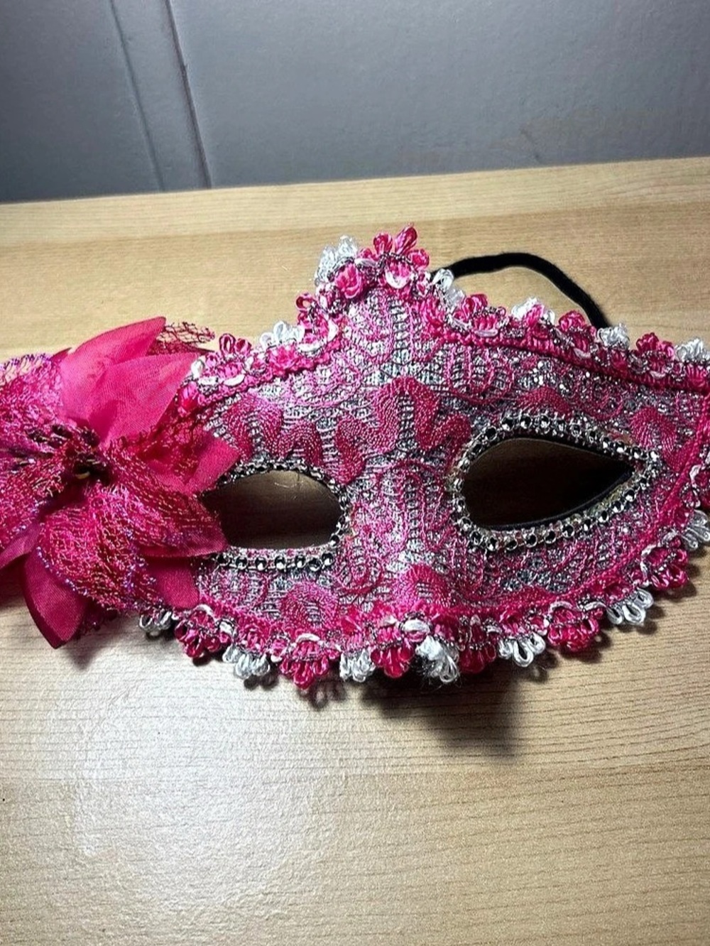 Pink Floral Masquerade Mask